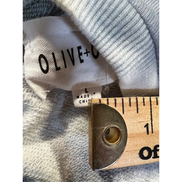 Olive & Oak Womens Sweatshirt Lg Long Sleeve Round Hem Gray White Tie Dye - Picture 7 of 8